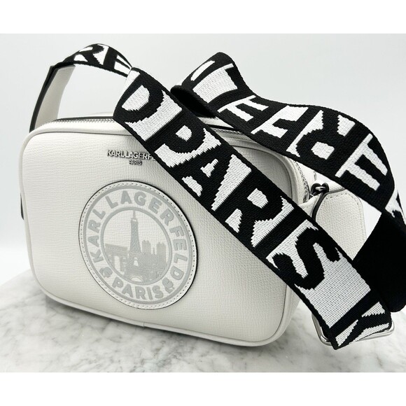 Karl Lagerfeld Crossbody White Paris Skyline Camera Bag Purse & Mini Wallet NWT - Picture 8 of 8